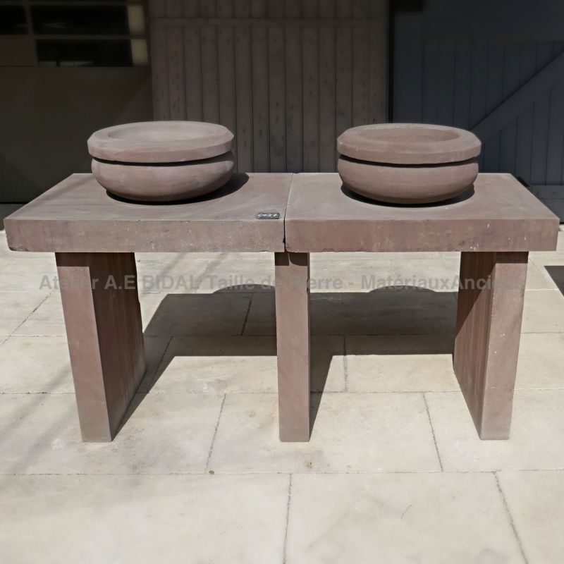 Vasques en pierre de taille : mobilier de salle de bains artisanal du taille de pierre Alain BIDAL